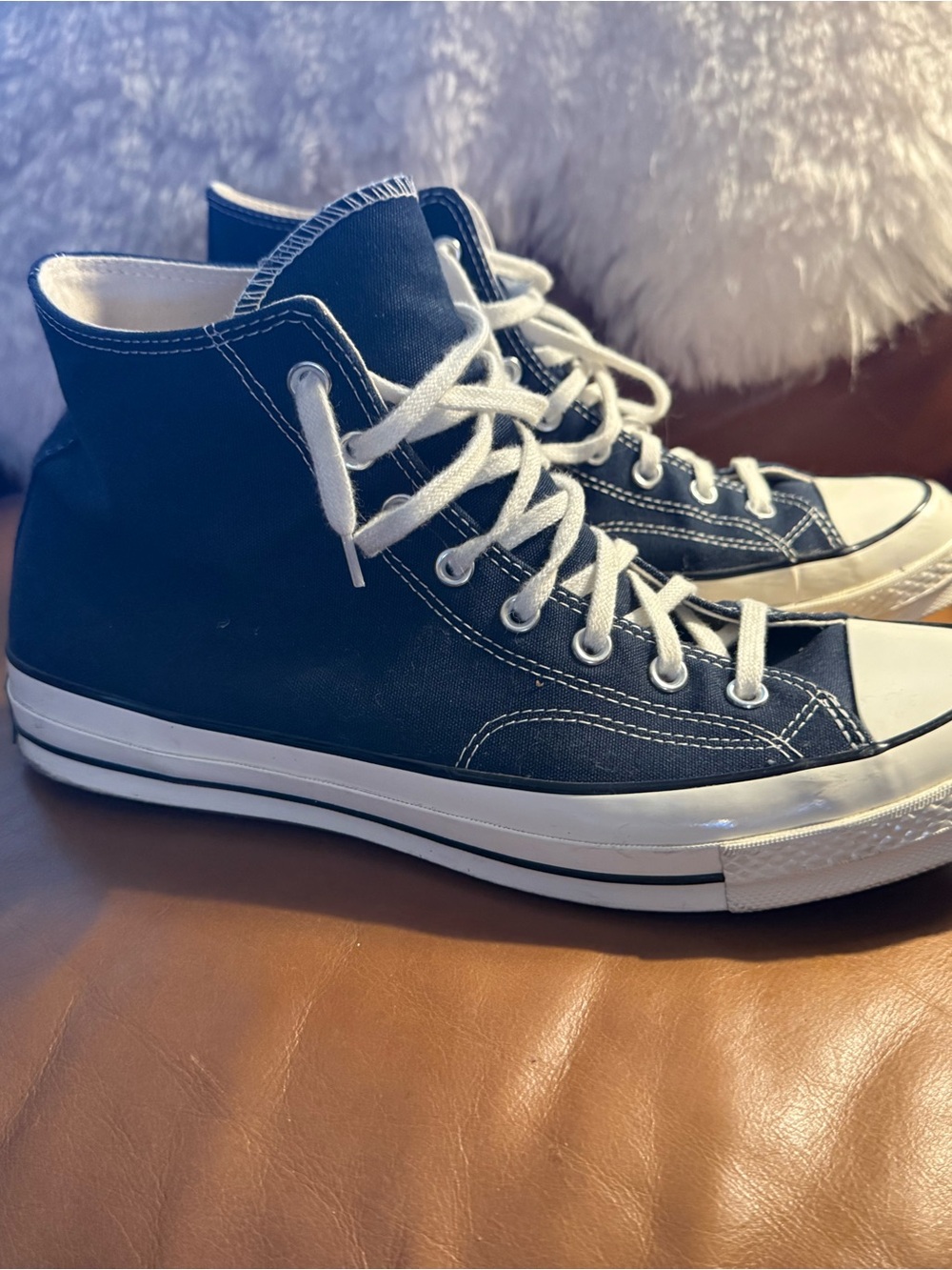 Men's High-Top Canvas Sneakers in Navy Blue
